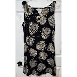 Nomadic Traders Knee Length Tank Dress Small Shift Black With Palm Fronds